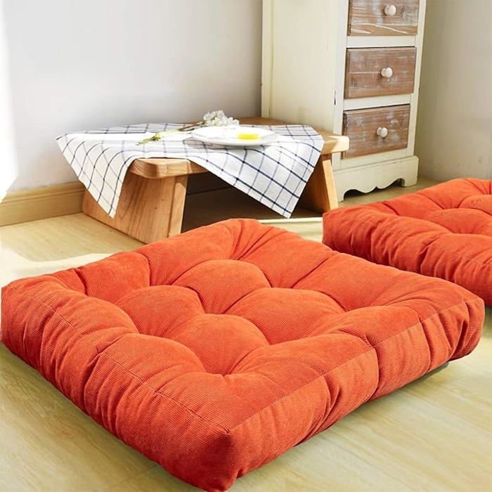 Coussin de sol velours uni 60*60*8cm orange