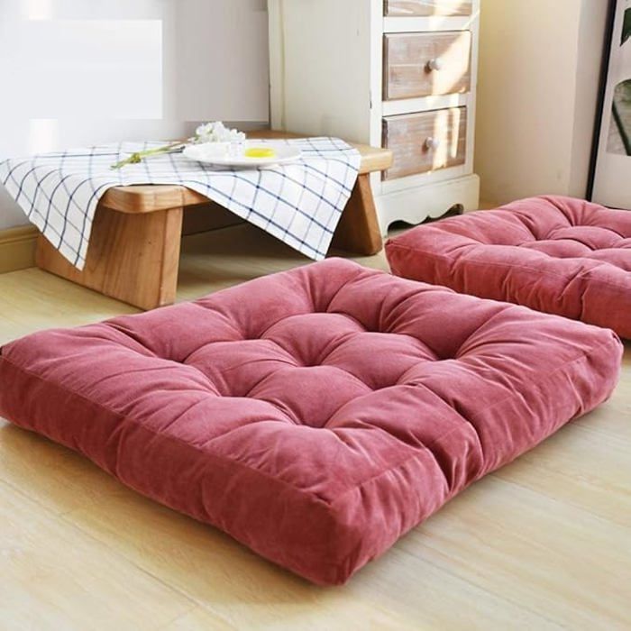 Coussin de sol velours uni 60*60*8cm  Pastèque Rouge