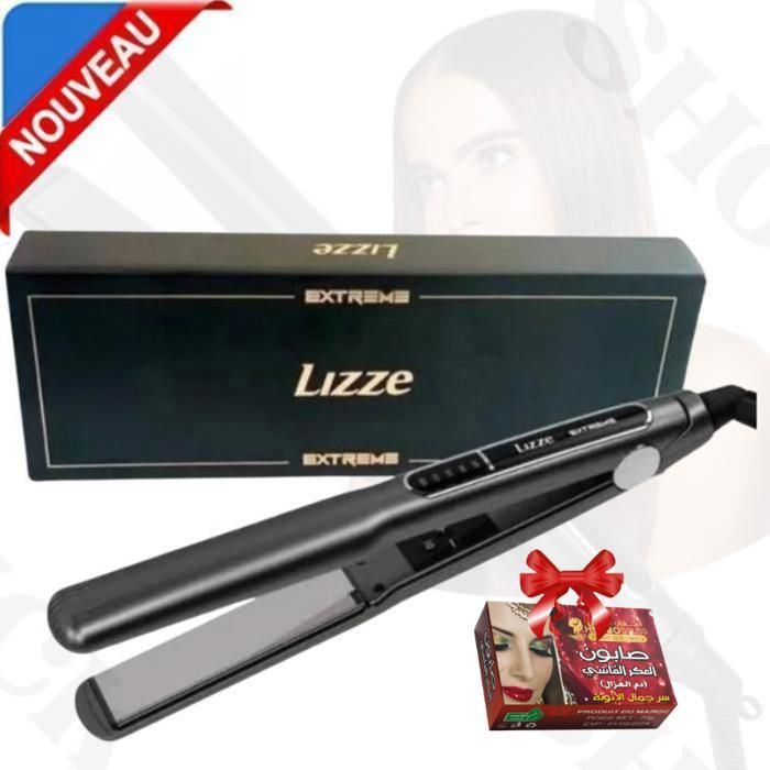 Lisseur cheveux - LIZZE - Extreme - Plaques en titane  - Affichage LED  + Blush cadeau