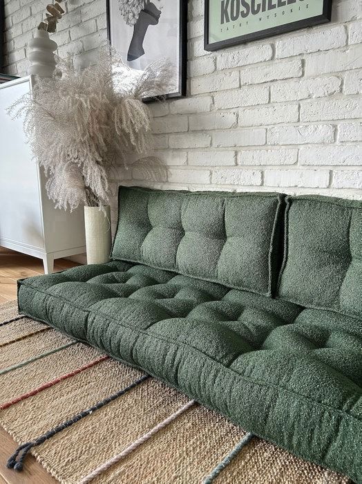 Banquette bouclette kaki 180 x 70 cm