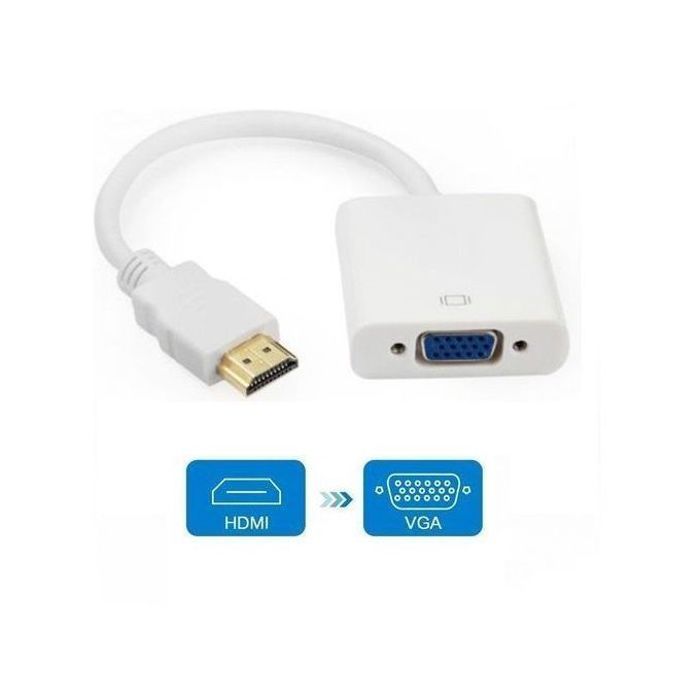 Adaptateur HDMI vers VGA - Blanc - Haute qualité, 100% testé, compatible avec tous les appareils