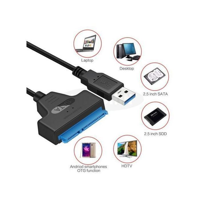 Adaptateur SATA vers USB 3.0 : Pour SSD/Disque Dur 2.5", Vitesse 6 Gbps, Plug & Play