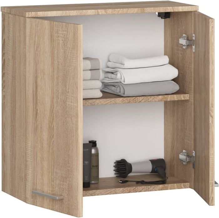 Meuble Haut WC Suspendu, placard de toilettes, cuisine avec 2 porte