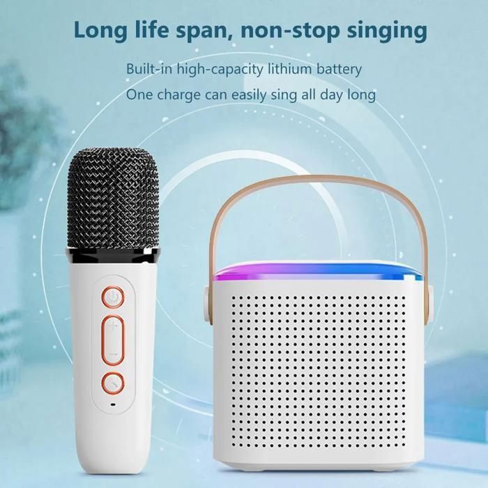 Haut-parleur Bluetooth sans fil, avec Microphone simple et double, Portable, Machine de karaoké pour l'extérieur, pour la maison