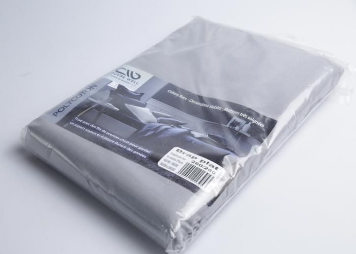 Drap plat polycoton 260x240 cm gris 115g 76 fils