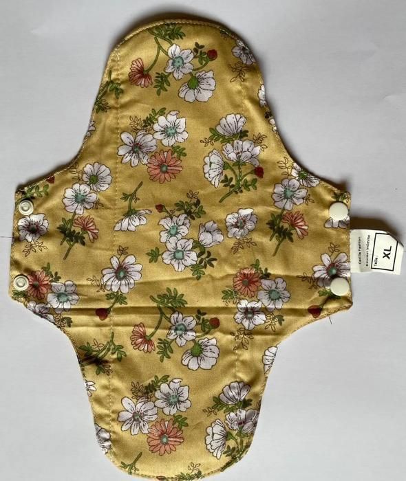 Serviette Hygiénique Lavable - Jaune - Taille M - Lot de 4 - Barrière Anti-Fuites