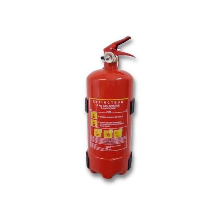 Fire l'extincteur poudre-2 kg - pour feux abc - adapté pour véhicules & domiciles - support inclus