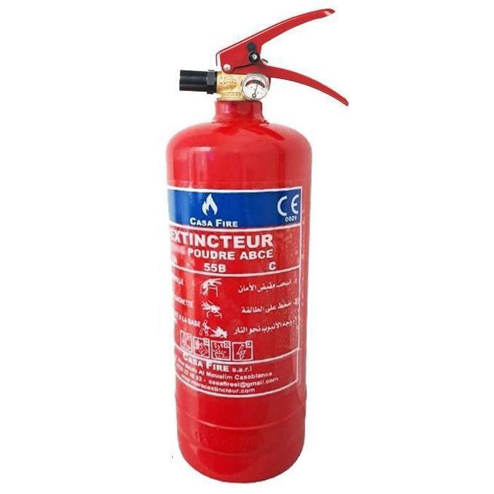 Extincteur à poudre ABC – 2 kg – avec support