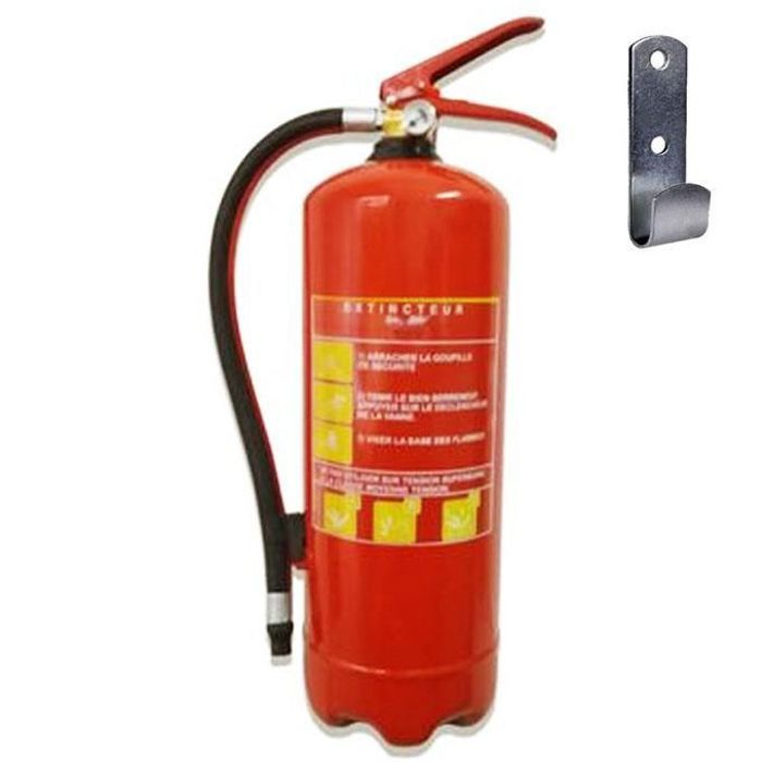 Fire casa extincteur, 6 kg, poudre abc, avec manomètre, support mural, entreprise, industrie, bureau
