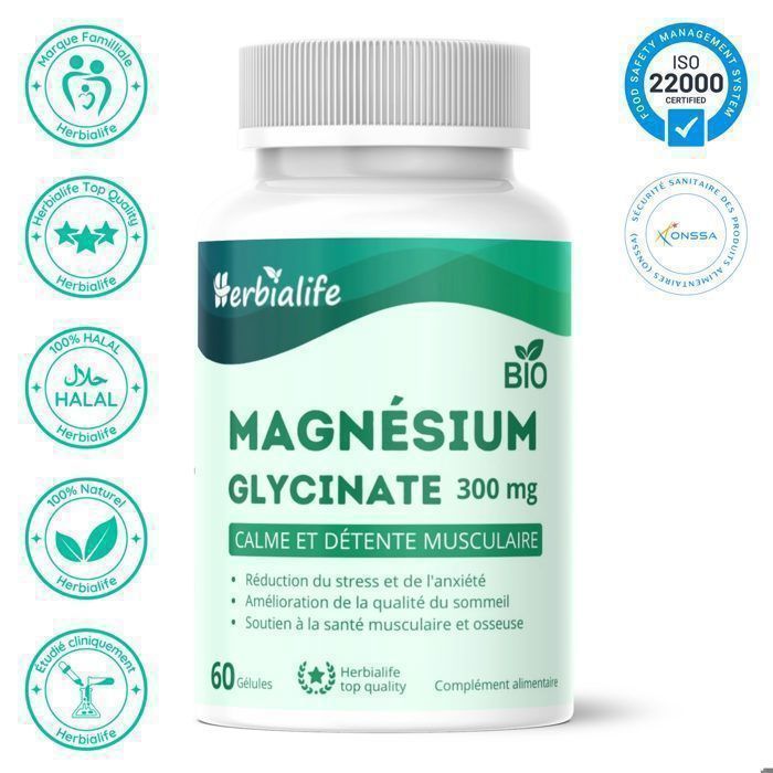 Magnésium Glycinate, Relaxation Optimale, Herbialife, 300 mg, 60 Gélules