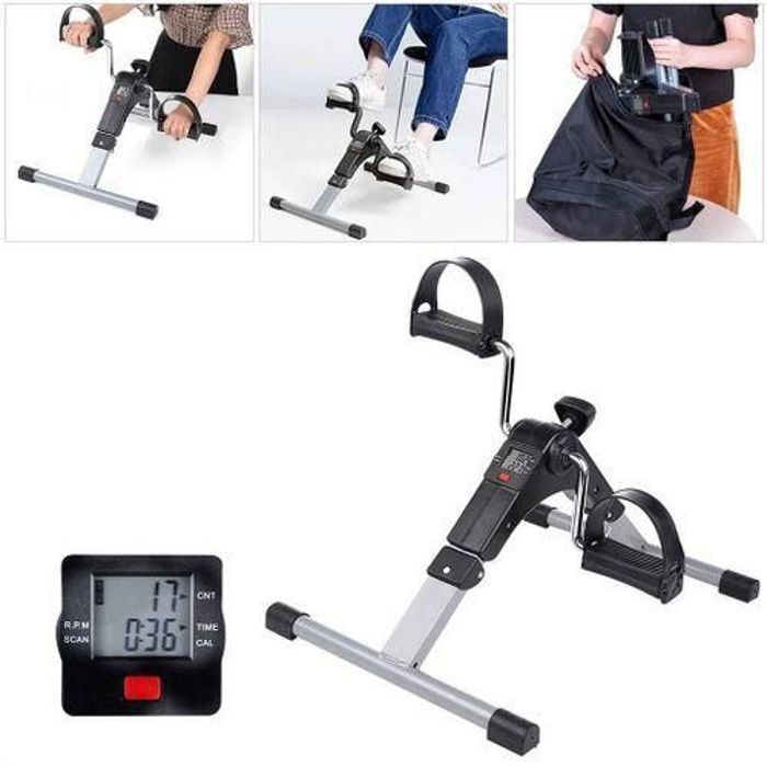 Mini vélo pliable avec écran LCD, avec pédales réglables, fitness à domicile.