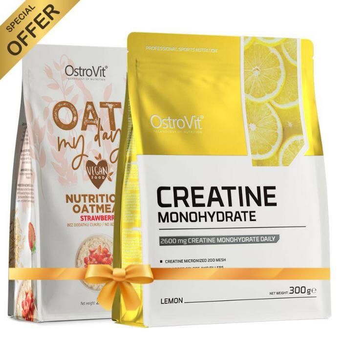 Pack Creatine Monohydrate 300 g Pomme + Flocons d'Avoine 200 g aux Saveurs Délicieuses