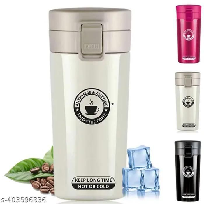 Tasse isotherme Joyal avec couvercle, en acier inoxydable, pour café chaud et froid, thé pour voyager (noir, 380 ml).