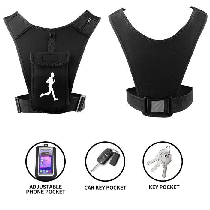 Gilet de course réglable Pendant Les Activités De Plein Air Poche de téléphone pour hommes et femmes, pochette pour portable et clé