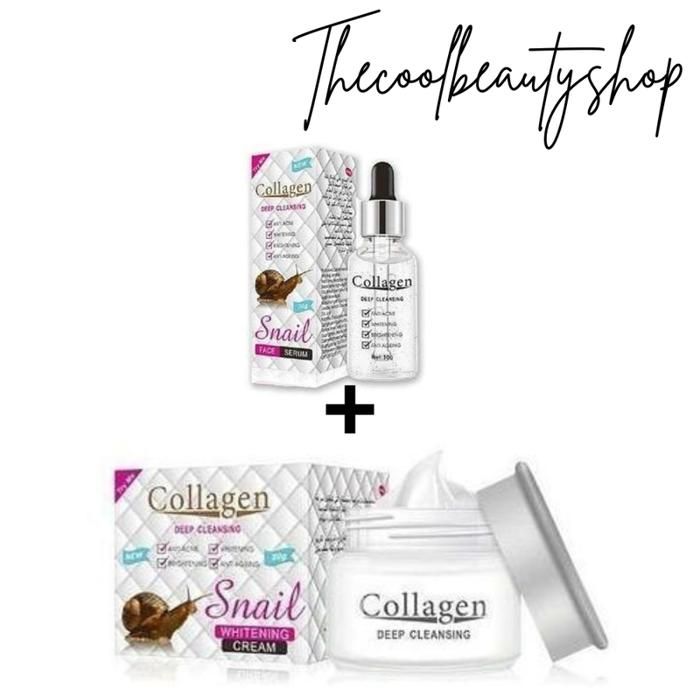 Snail Collagen pack snail 2 pièces Crème+ sérum escargot anti-age contre les rides