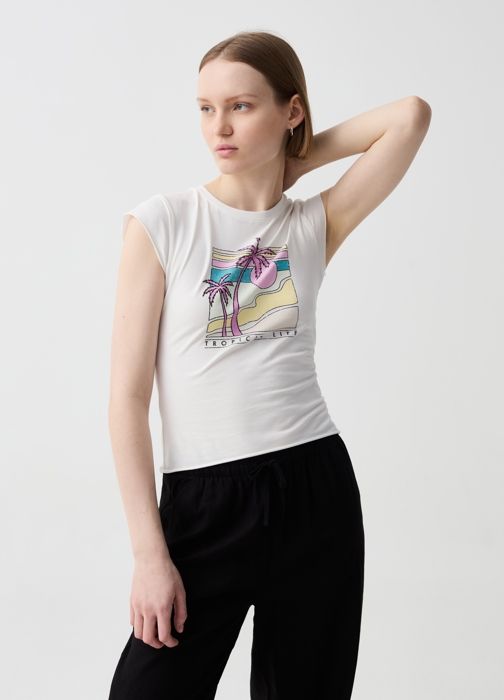 CROP T-SHIRT - B.ANGEL - MAHOGANY ROS - Manches courtes - Ajustée - 96% COTON
