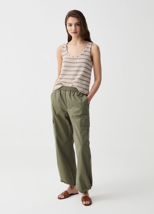 FAKE TRICOT TANK STRIPES - Beige/Grey
