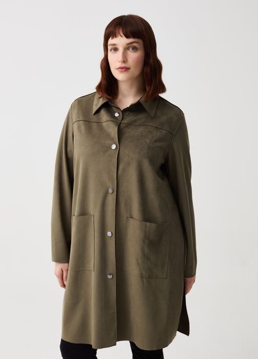 Veste en Suède - MYA - KALAMATA - Vert Mousse - 92% Polyester - Femme