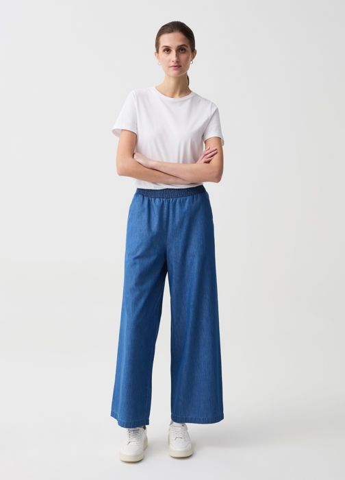Pantalon Palazzo - OVS HOUSEBRAND - Medium Blue - 100% Coton - Femme - Adulte