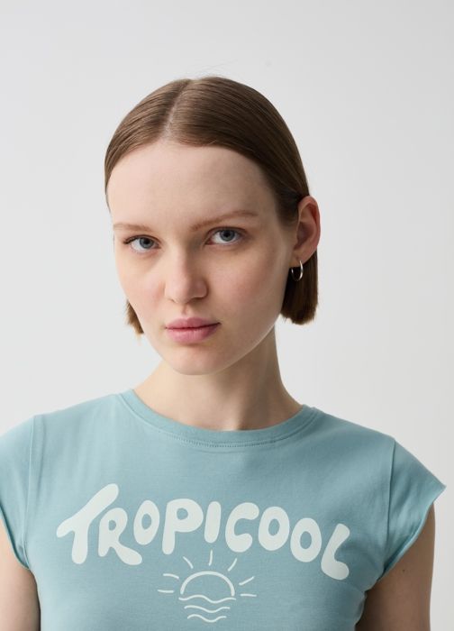 CROP T-SHIRT MAHOGANY ROS - Aqua Blue