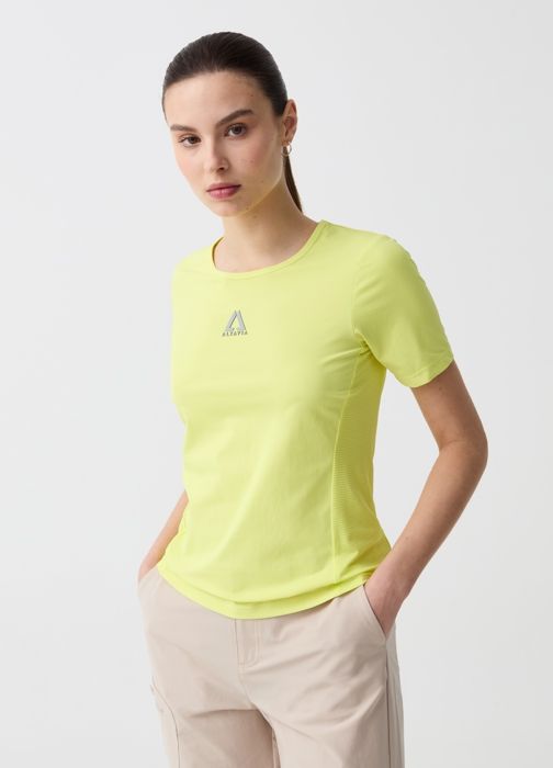 T-SHIRT - ALTAVIA - BRIGHT WHITE - Acid Yellow - Manches courtes - 100% Polyester