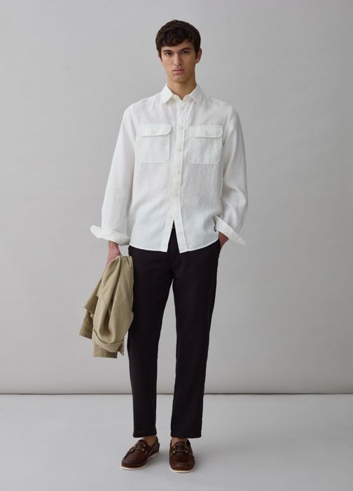 Tissu - PIOMBO - MPLIN18/S24 - Blanc Optique - 100% Lin - Homme Adulte