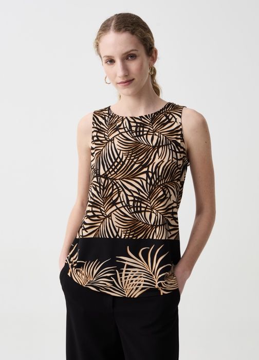 Débardeur - OVS HOUSEBRAND - AOP NERO/BEIGE - Noir/Beige - 95% Polyester - Femme