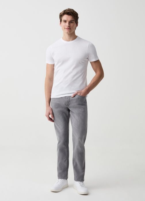Pantalon Slim - OVS HOUSEBRAND - Light Grey - 98% Coton - Coupe Slim - Pour Homme