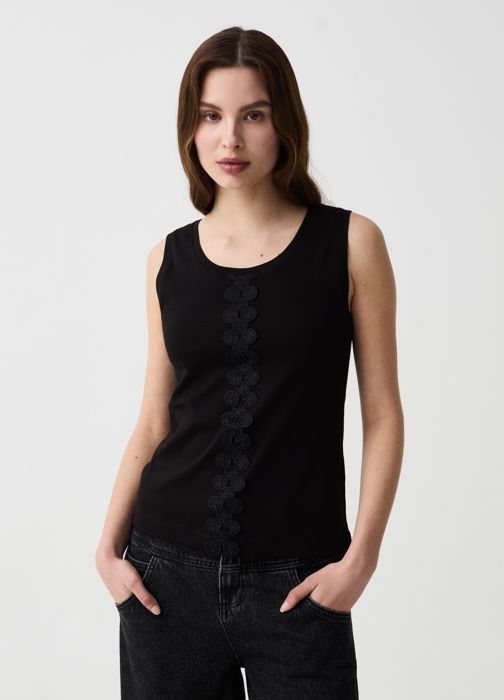 TANK TOP W/F OPTICAL WHIT - Black
