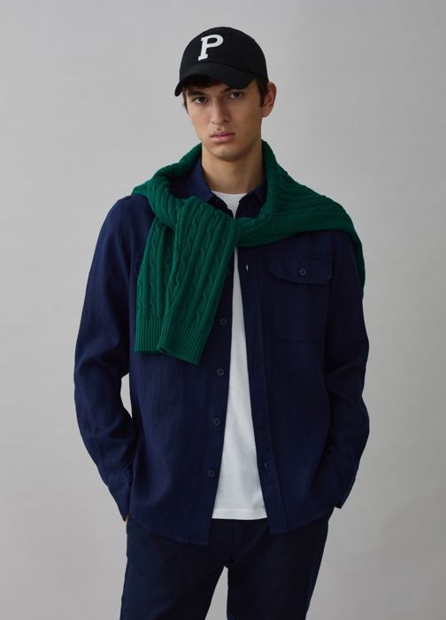 Jean - PIOMBO - MPLIN19/S24 - 100% LIN - Dark Blue - Homme
