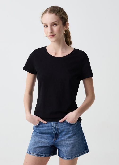 T-shirt Regular - OVS HOUSEBRAND - DARK BLACK - 100% Coton - Manches Courtes - Femme