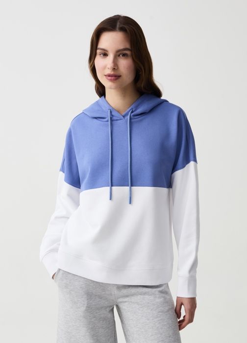 HOODIE COLOR BLU/BIANCO - White/Blue