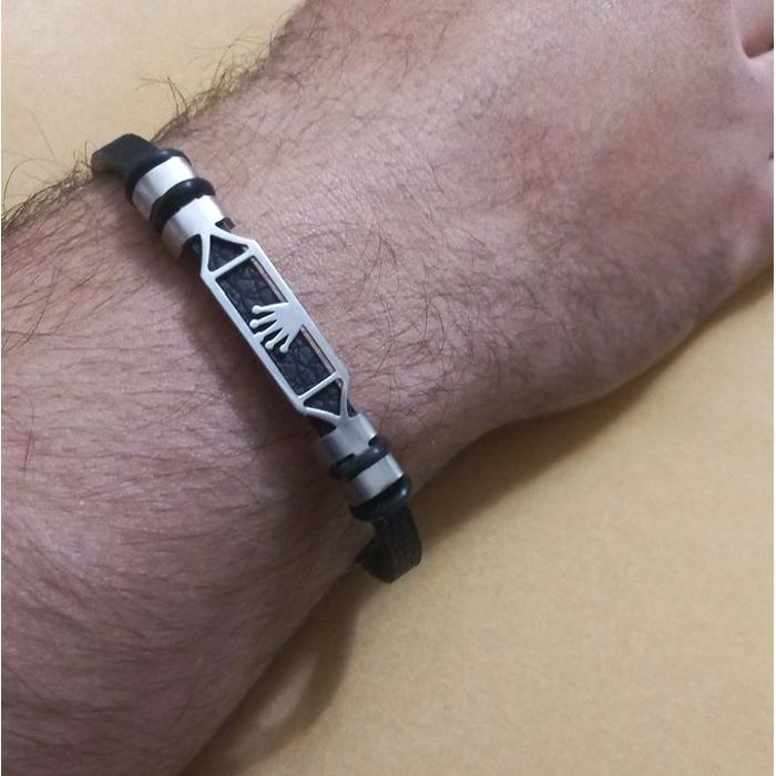 Bracelet Homme en Cuir et Acier Inoxydable, Élégance Intemporelle