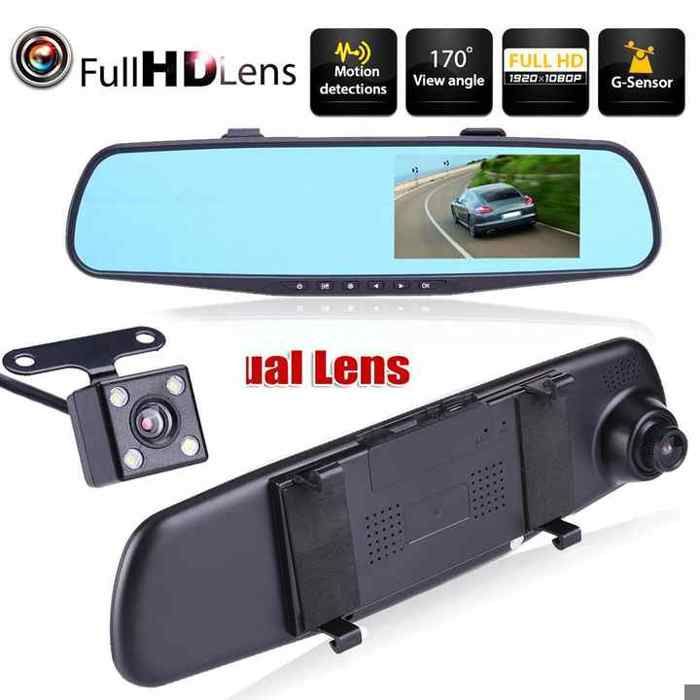 Dashcam Rétroviseur Camera DVR + camera de recul Full HD WDR + HDR