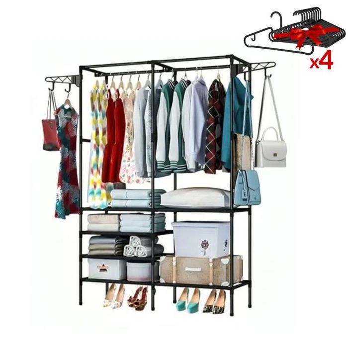 Rack de Rangement Modulaire – Portant à Vêtements avec Étagères et Penderie Solide !