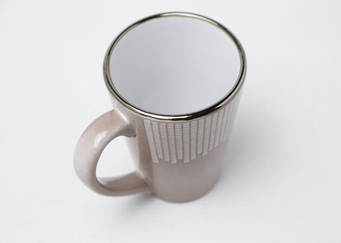Mug - GENERIC - 320ml - Rose - Porcelaine - Rebord Marron