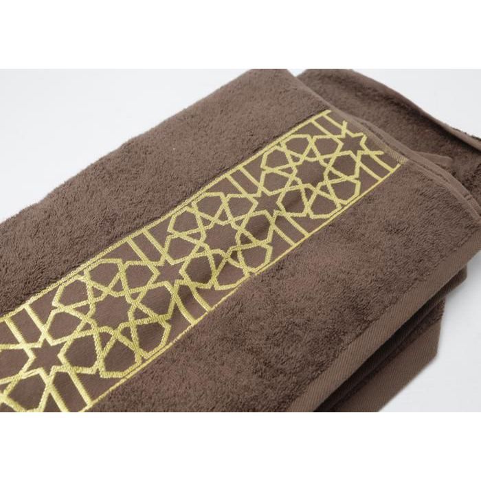 Drap de bain - Arabesque - Marron foncé - 500g/m² - 100x180 cm - Coton naturel