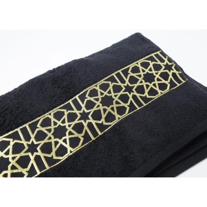 Drap de bain - Arabesque - Noir - 500g/m² - 100x180 cm - Tissu en coton