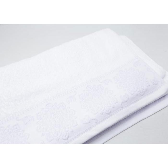SERVIETTE A MAINS FLOWER 450G BLANC BD BLANCHE 100*180