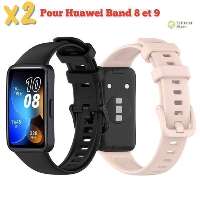 Set de 2 x Bracelets de rechange pour Huawei Band 8 et 9 - Noir, Rose