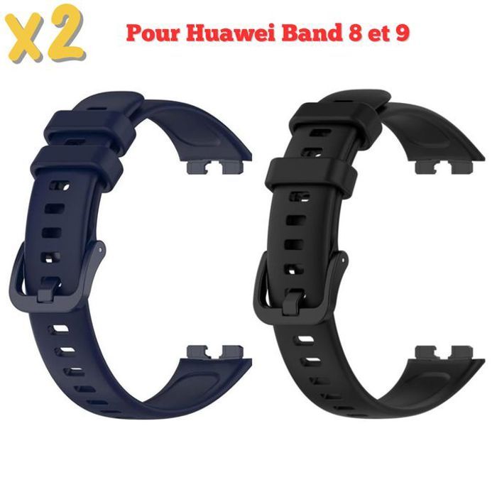 Set de 2 x Bracelets de rechange pour Huawei Band 8 et 9 - Noir + Bleu