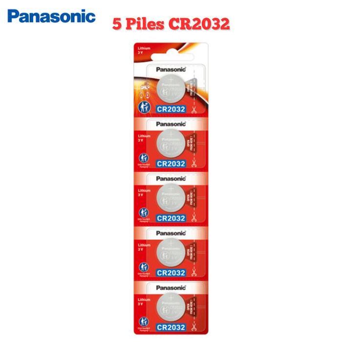 Panasonic 5 x Piles CR2032 3V Batterie, Pile Bouton au Lithium 3 volts