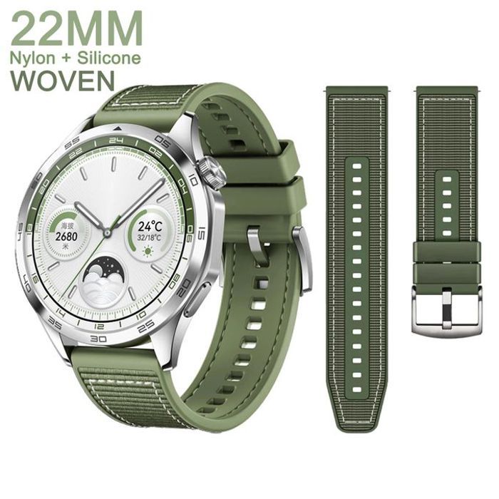 Bracelet de Montre en Silicone et Nylon Tissé de 22mm pour HUAWEI GT2 Pro GT3 Huawei GT4