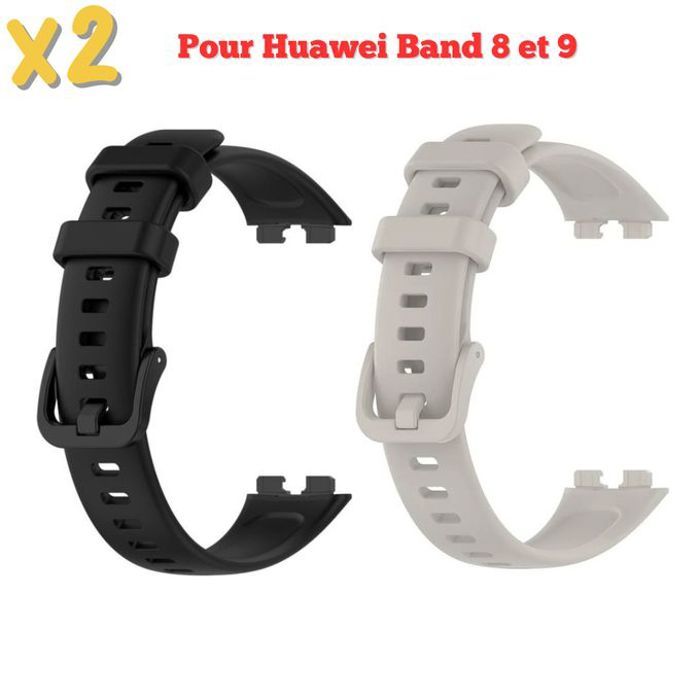 Set de 2 x Bracelets de rechange pour Huawei Band 8 et 9 - Noir + Beige