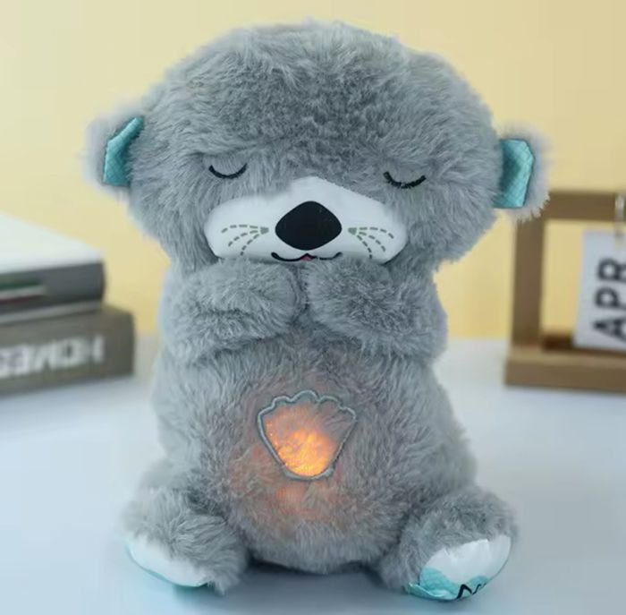 DOUDOU LOUTRE Peluche loup avec veilleuse intégrée - GRIS