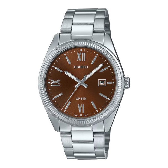 Montre classique - CASIO - Modèle homme - Fond marron - Etanchéité 50 m - Quartz