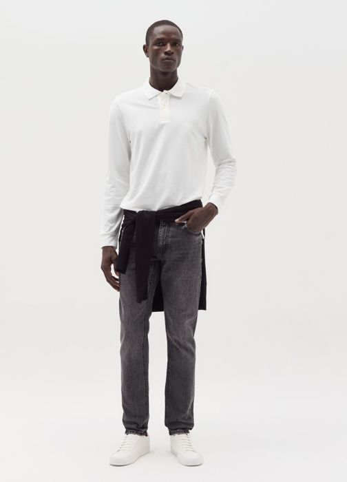 Polo en coton à manches longues - Optical White