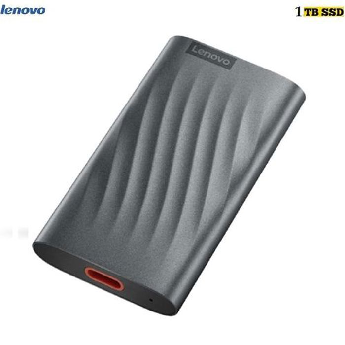 Lenovo Disque Dur 1TB/To externe SSD 1000GB vitesse 550Mo/s en lecture USB 3.2gen1