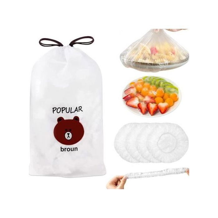 Lot de 100 Sacs de Conservation des Aliments Réutilisables - Elastiques à Fermeture Extensible