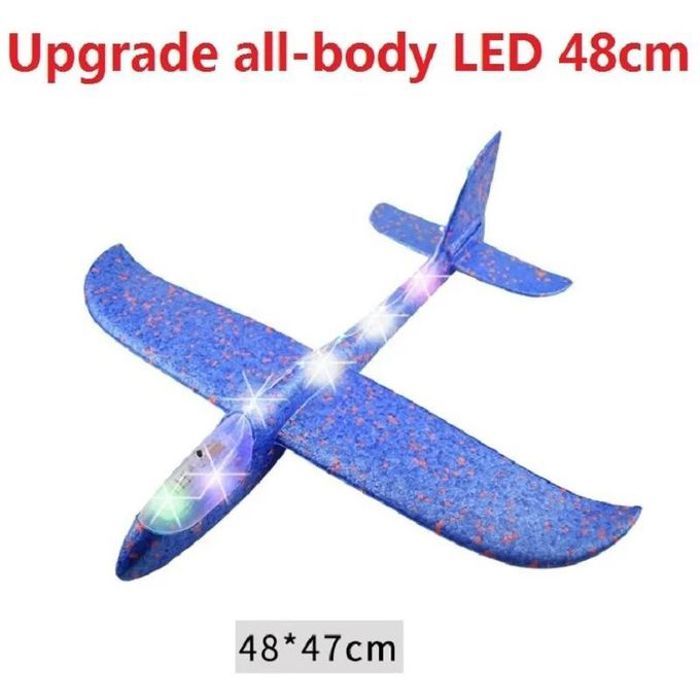 Jouet d'Avion Volant - Mousse - 48cm - Bleu - Lancement à la Main